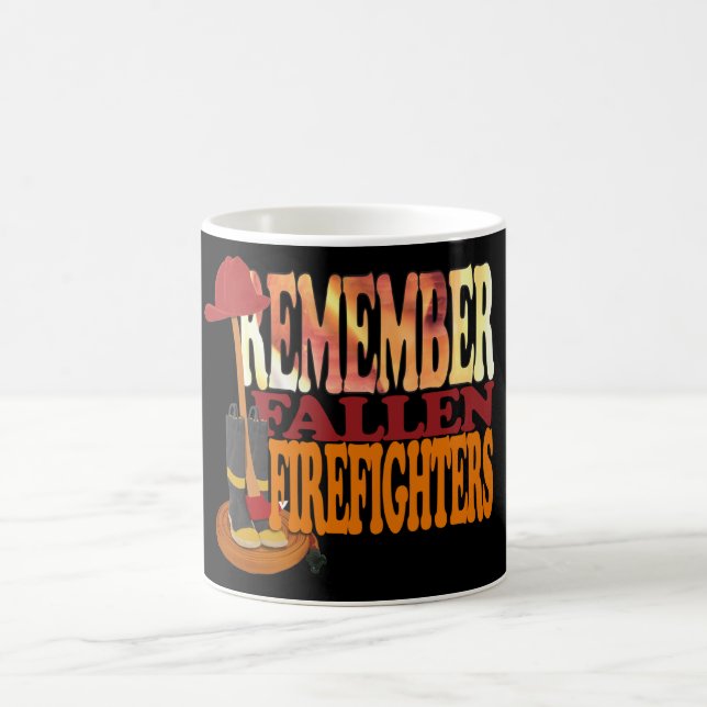 Taza De Café RECUERDE a los bomberos caidos (Centro)