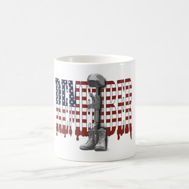 Taza De Café RECUERDE a nuestros héroes militares caidos (Centro)