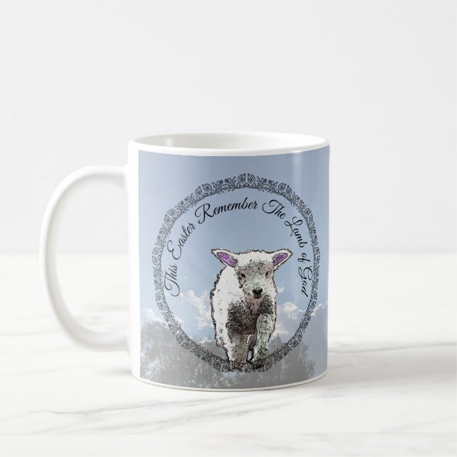Taza De Café Recuerden Cordero de Dios, Pascua de arte digital  (Izquierda)