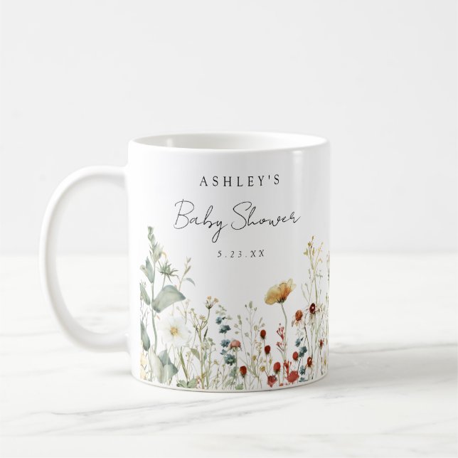 Taza De Café Recuerdo de baby shower de campo de flores silvest (Izquierda)