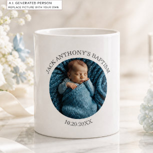 Taza De Café Recuerdo de bautizo de niño con foto especial