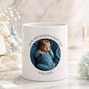 Taza De Café Recuerdo de bautizo de niño con foto especial