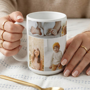 Taza De Café Recuerdo de Colage de Fotos de Familia Minimalista