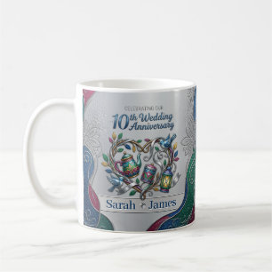 Taza De Café Recuerdo de foto de aniversario de bodas de estaño