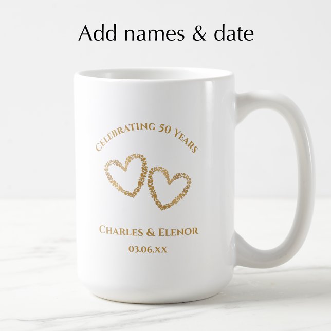 Taza De Café Recuerdo de Fotos Personalizadas Regalo de Anivers (Personalize this photo keepsake mug for a custom 50th wedding anniversary gift 
)