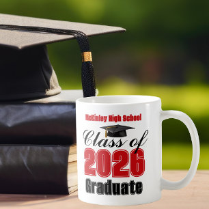 Taza De Café Recuerdo de graduación de la clase roja de 2026