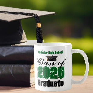 Taza De Café Recuerdo de graduación de la clase verde de 2026