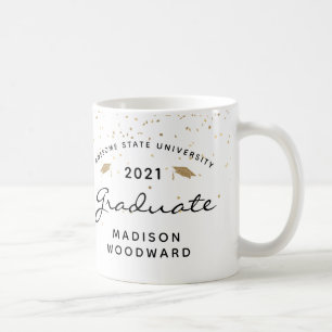 Taza De Café Recuerdo de graduación personalizado en blanco y n