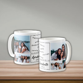 Taza De Café Recuerdo de graduado con collage de 6 fotos y firm