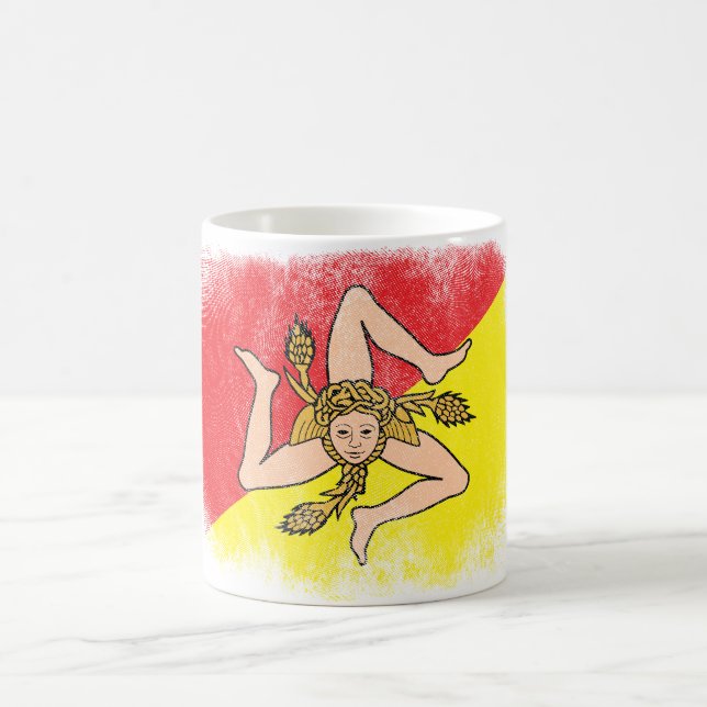 Taza De Café Recuerdo de la bandera de Sicilia - diseño (Centro)