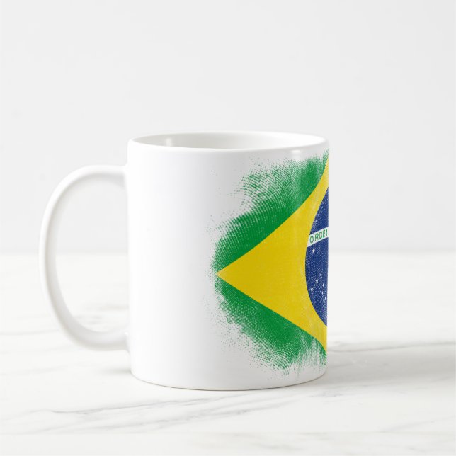 Taza De Café Recuerdo de la bandera del Brasil - diseño (Izquierda)