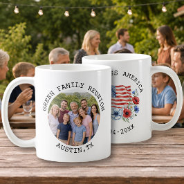 Taza De Café Recuerdo de reunión familiar de bandera patriótica