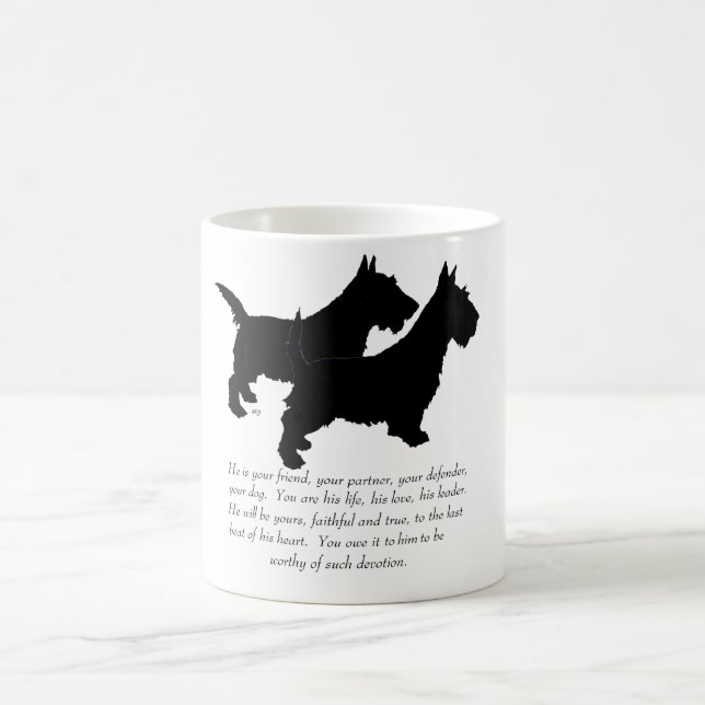 Taza De Café Recuerdo de Terriers Escoceses - Perros MACHOS (Centro)