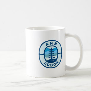 Taza De Café Recuerdo del bosque invernal retro de Ann Arbor Mi