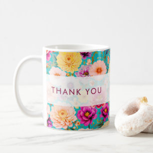 Taza De Café Recuerdo floral personalizado de agradecimiento