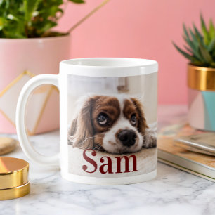 Taza De Café Recuerdo personalizado simple con foto y nombre de