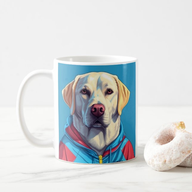 Taza De Café Recuperación de Labrador en traje de pista tazón c (Con donut)