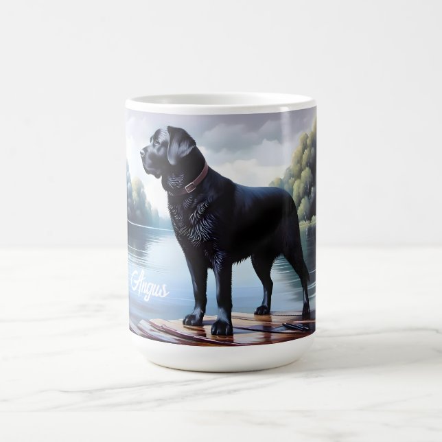 Taza De Café Recuperación de Labrador Negro y Lago (Centro)