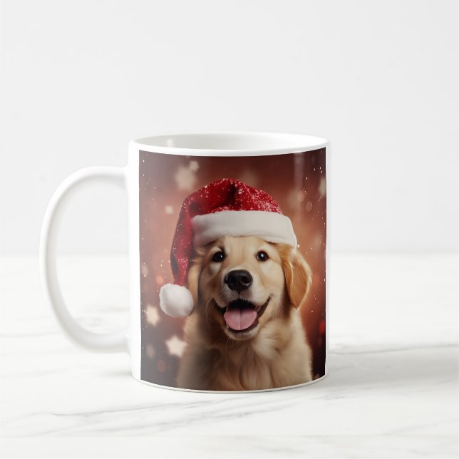 Taza De Café Recuperador de oro en Santa Hat (Izquierda)