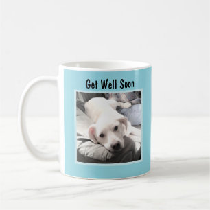 Taza De Café Recupérate Pronto Cachorro Blanco Lindo Foto Azul