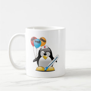 Taza De Café Recupérate pronto. Enfermera Pingüino.