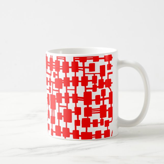 Taza De Café Red abstracta - Negro sobre rojo (Derecha)