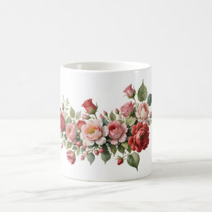Taza De Café Red and Pink Rose Swag