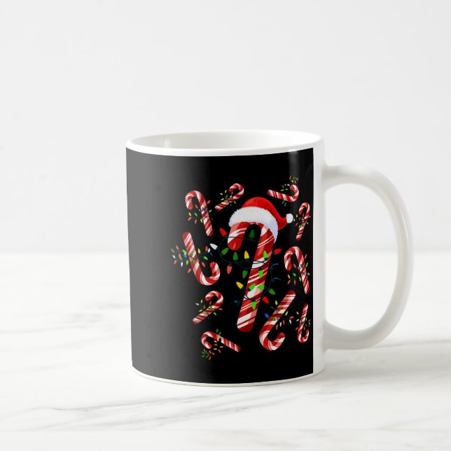 Taza De Café Red And White Candy Cane Santa Christmas  (Derecha)