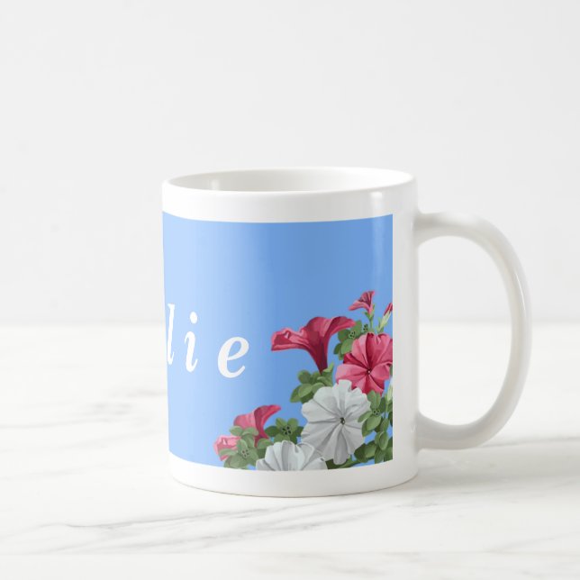 Taza De Café Red and White Flower Mug With Names (Derecha)