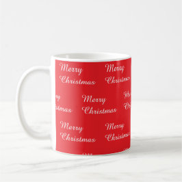 Taza De Café Red back ground with Merry Christmas repeated