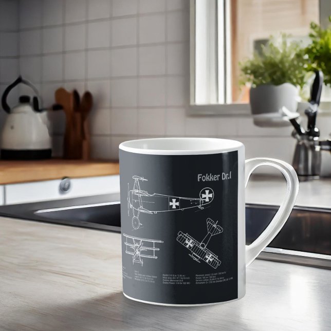 Taza De Café Red Baron Fokker Dr. 1 - Aerplane Blueprint PD (Subido por el creador)