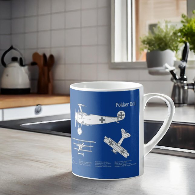 Taza De Café Red Baron Fokker Dr. 1 - Airplane Blueprint ABD (Subido por el creador)