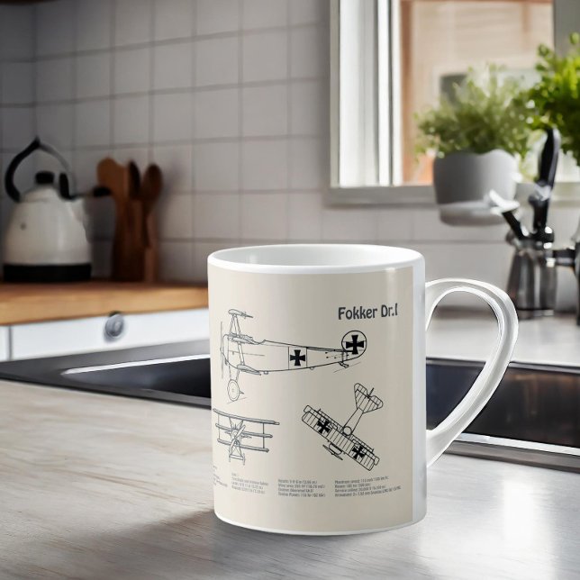 Taza De Café Red Baron Fokker Dr. 1 - Airplane Blueprint SD (Subido por el creador)