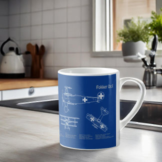 Taza De Café Red Baron Fokker Dr. 1 - Avión Blueprint AD