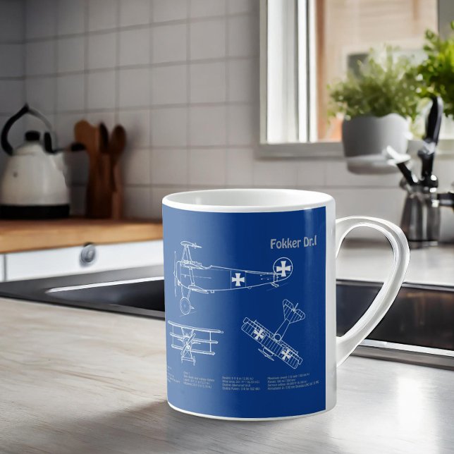 Taza De Café Red Baron Fokker Dr. 1 - Avión Blueprint AD (Subido por el creador)