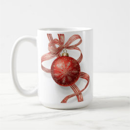 Taza De Café Red Bauble Ornament Gold Snowflake Ribbon