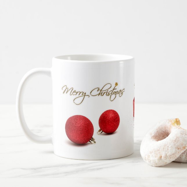 Taza De Café Red Baubles Merry Christmas Mom (Con donut)