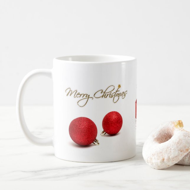 Taza De Café Red Baubles Merry Christmas Mug (Con donut)