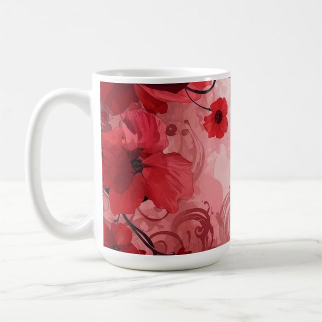 Taza De Café Red Bloom Symphony (Izquierda)