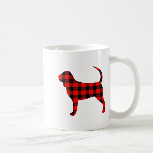Taza De Café Red Buffalo Plaid Pajama Bloodhound Christmas Dog  (Derecha)