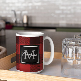 Taza De Café Red Buffalo Plaid | Personal Inicial | Café Regalo