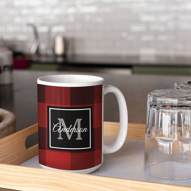 Taza De Café Red Buffalo Plaid | Personal Inicial | Café Regalo (Subido por el creador)