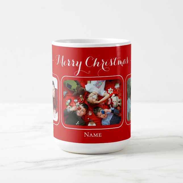 Taza De Café Red canvas Christmas Family Mug (Centro)