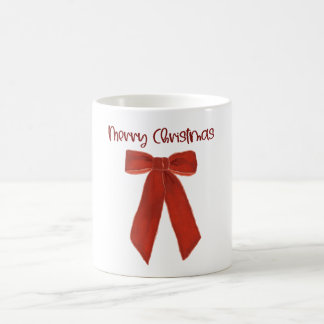 Taza De Café Red Christmas Bow with Merry Christmas Text