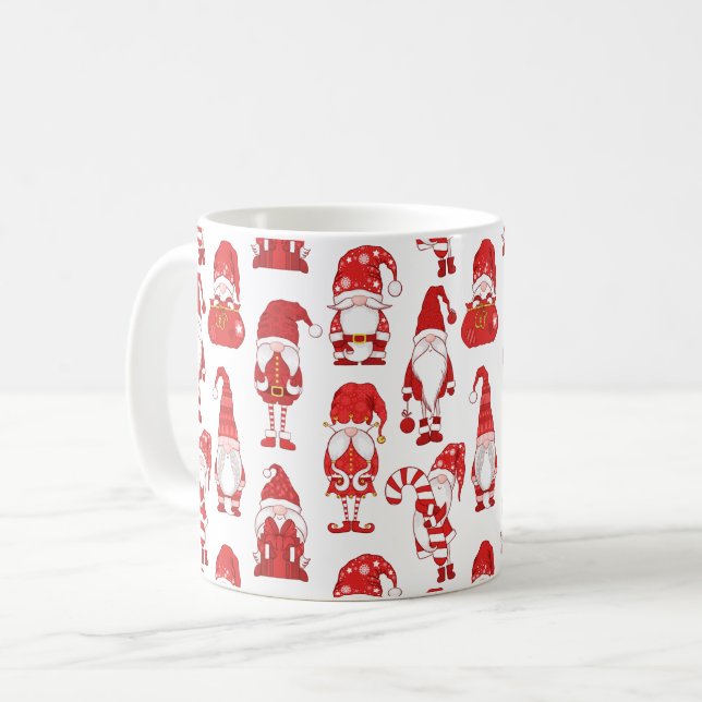 Taza De Café Red Christmas Gnome Character Pattern (Anverso izquierdo)