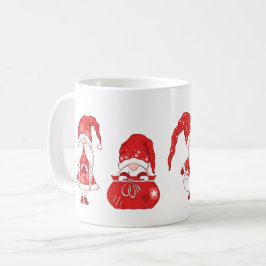 Taza De Café Red Christmas Gnomes with Santa Sack