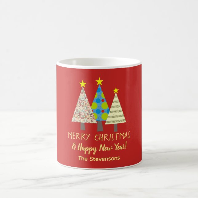 Taza De Café Red Christmas Trees Personalized (Centro)