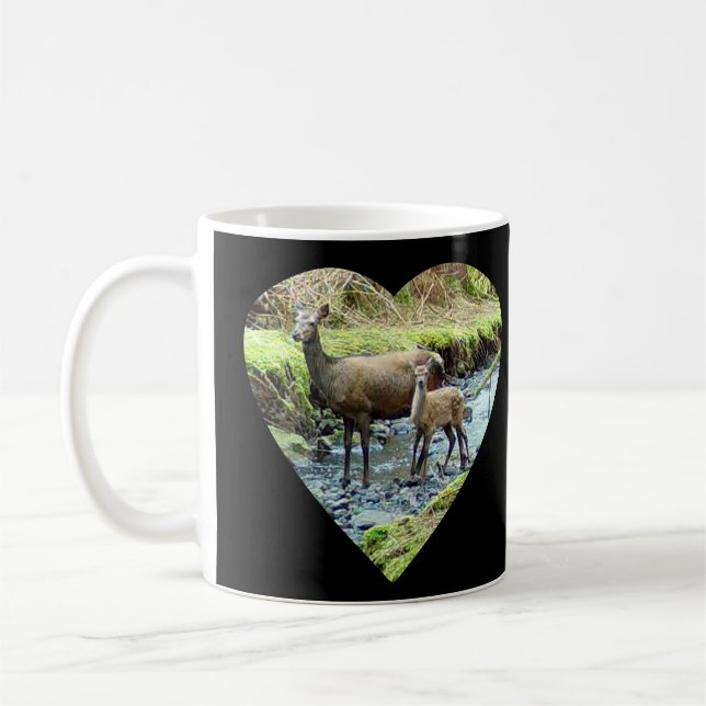 Taza De Café Red Deer Doe and Baby Deer Mug (Izquierda)