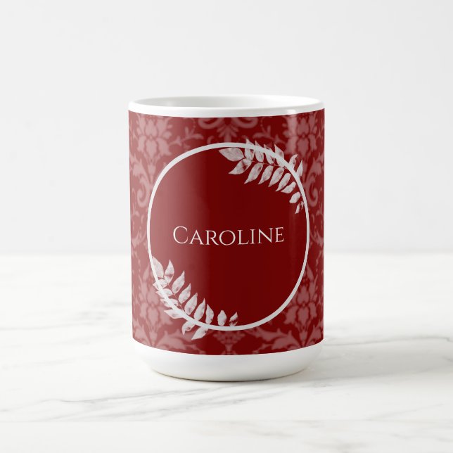 Taza De Café Red Elegent Damask Personalized Coffee Mug (Centro)