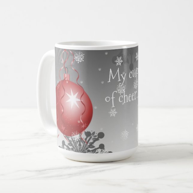 Taza De Café Red Fancy Christmas Ornament Coffee Mug (Anverso izquierdo)